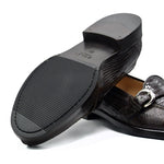 Zelli Orlando Lizard Monk Strap Shoes Brown