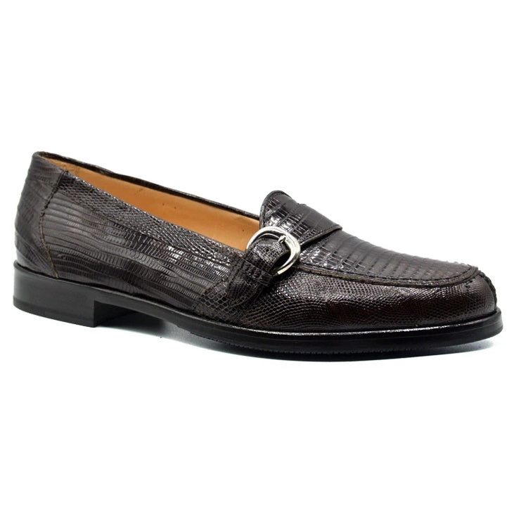 Zelli Orlando Lizard Monk Strap Shoes Brown
