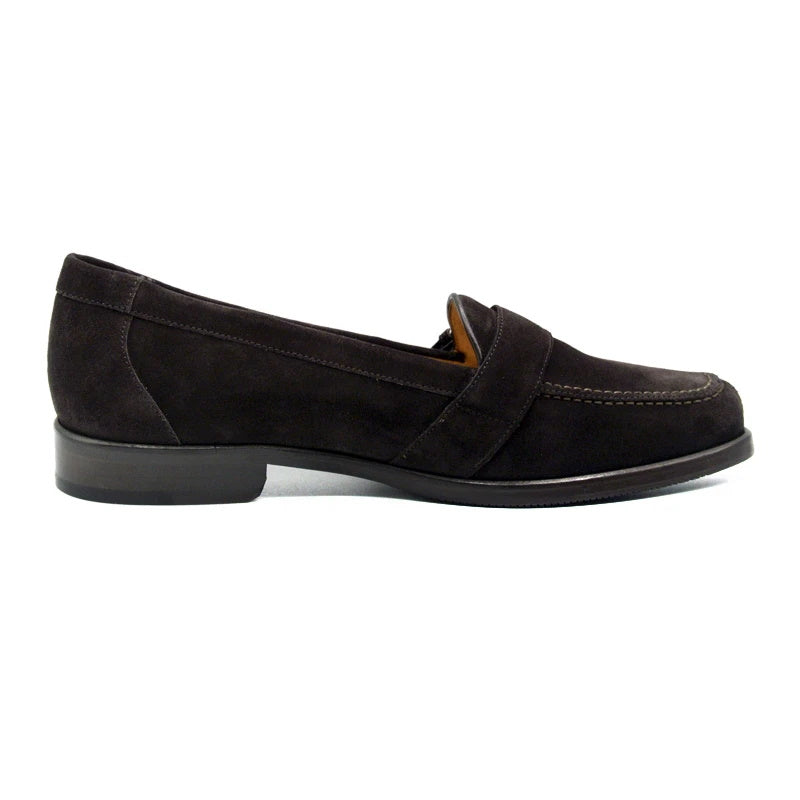 Zelli Orlando Suede Monk Strap Shoes Dark Brown