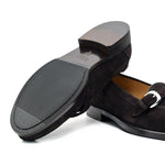 Zelli Orlando Suede Monk Strap Shoes Dark Brown