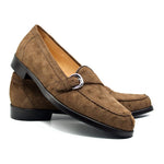 Zelli Orlando Ostrich Monk Strap Shoes Brown