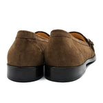 Zelli Orlando Ostrich Monk Strap Shoes Brown
