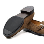 Zelli Orlando Ostrich Monk Strap Shoes Brown