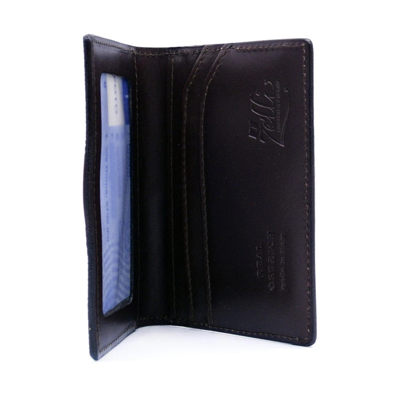 Zelli Ostrich Leg Card Case Brown