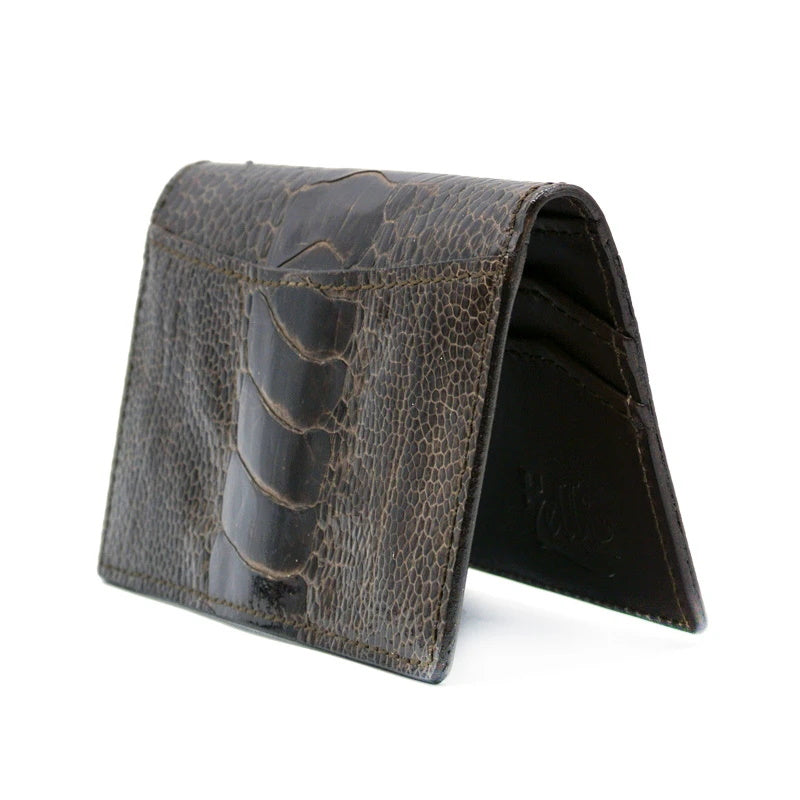 Zelli Ostrich Leg Card Case Brown
