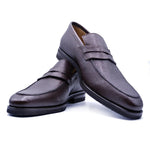 Zelli Pebble Grain Penny Loafers Nicotine