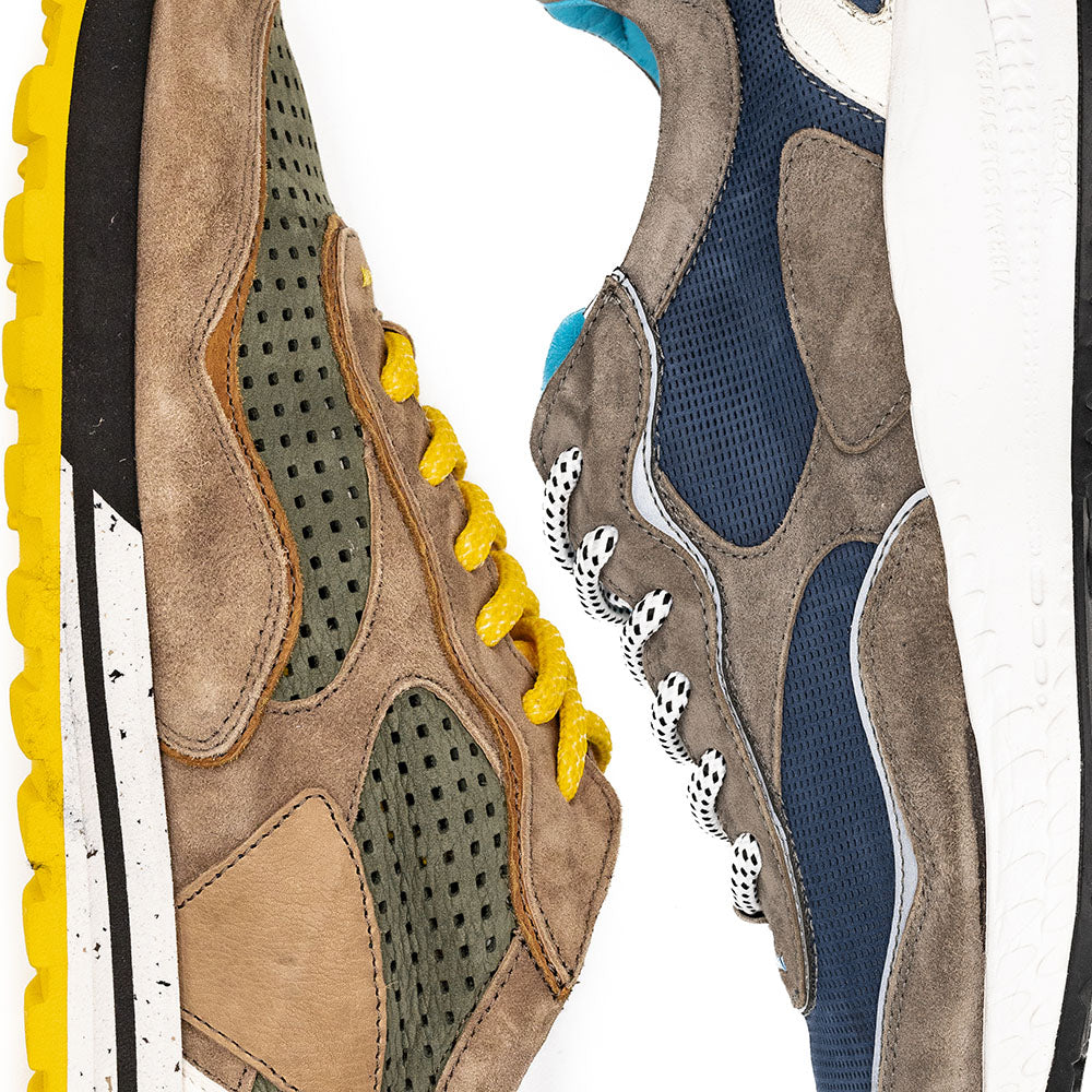 Zelli Raya Suede Calfskin Sneakers Blue / Taupe (66-237-BLU)