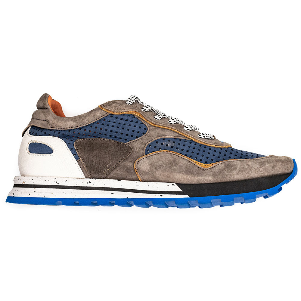 Zelli Raya Suede Calfskin Sneakers Blue / Taupe
