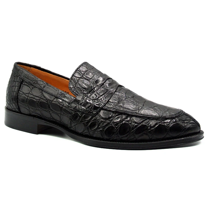 Zelli Remus Caiman Crocodile Loafers Black
