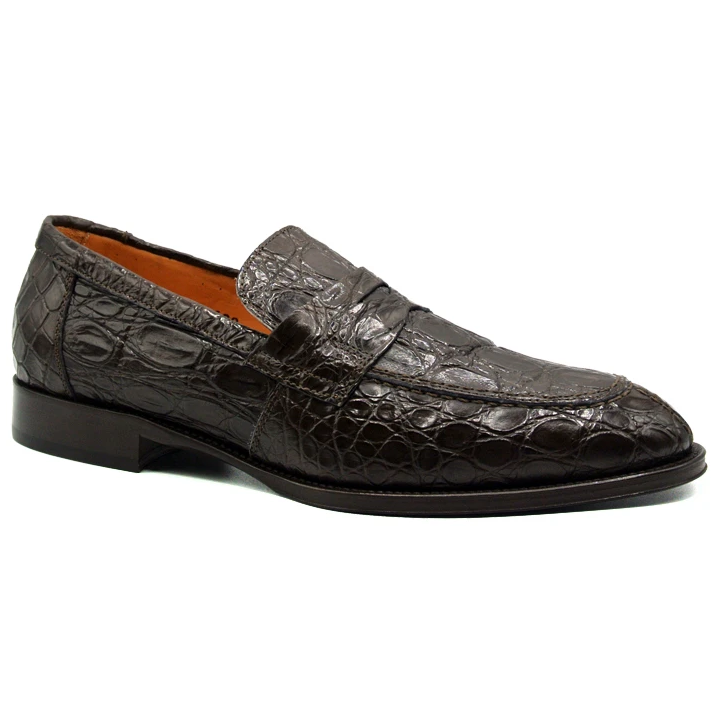 Zelli Remus Caiman Crocodile Loafers Nicotine
