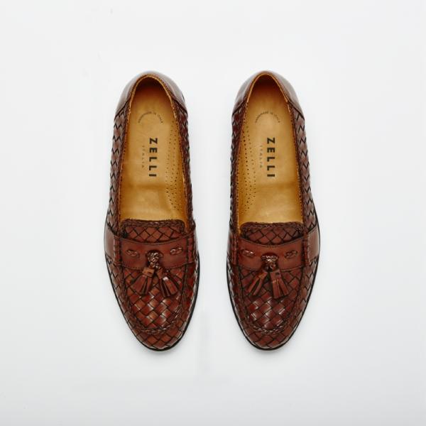 Zelli Tassel Loafers Woven Brown