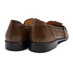 Zelli Riviera Woven Calfskin Tassel Loafers Brown