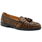 Zelli Riviera Woven Calfskin Tassel Loafers Brown