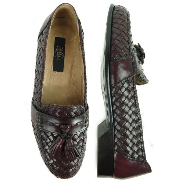 Zelli Riviera Woven Tassel Loafers Cordovan