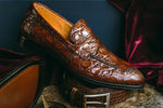 Zelli Roma Caiman Crocodile Penny Loafers Cognac (11-201-CGN)