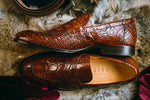 Zelli Roma Caiman Crocodile Penny Loafers Cognac (11-201-CGN)