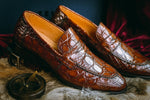 Zelli Roma Caiman Crocodile Penny Loafers Cognac (11-201-CGN)
