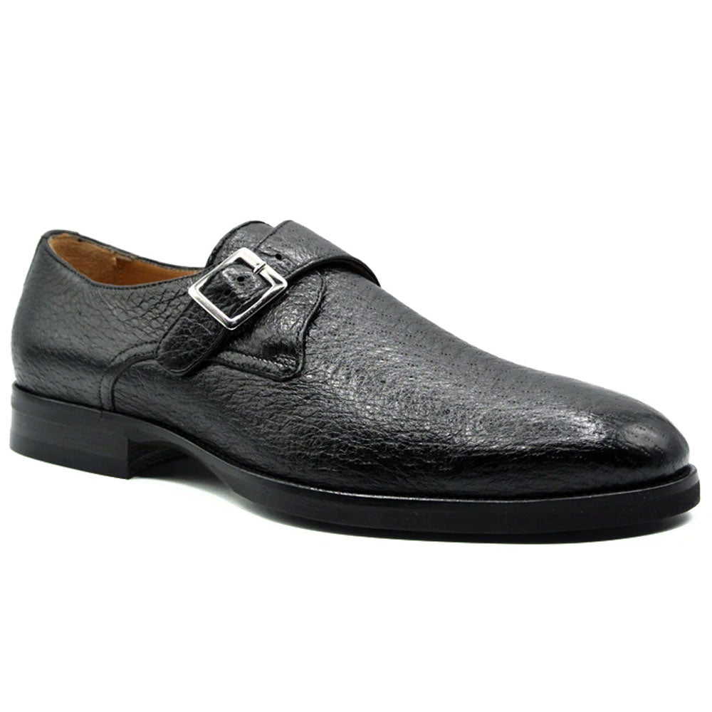 Zelli Roman Peccary Monk Strap Shoes Black
