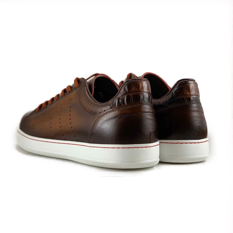 Zelli Russo Calfskin & Crocodile Sneakers Brown (65-201-BRN)