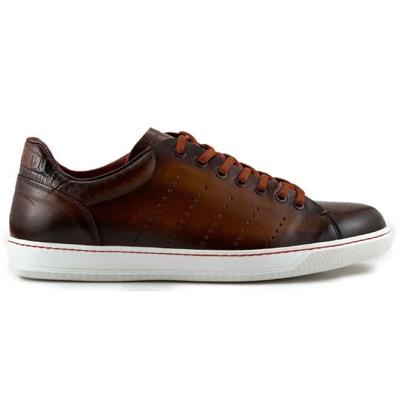 Zelli Russo Calfskin & Crocodile Sneakers Brown (65-201-BRN)