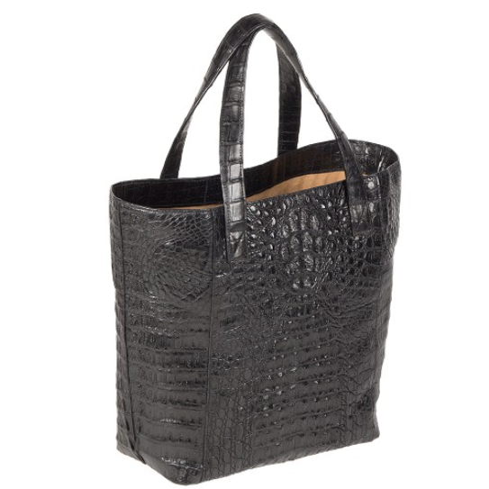 Zelli Savina Genuine Crocodile Tote Bag Black