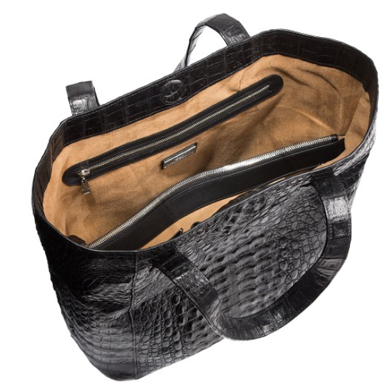 Zelli Savina Genuine Crocodile Tote Bag Black