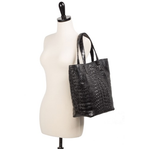 Zelli Savina Genuine Crocodile Tote Bag Black