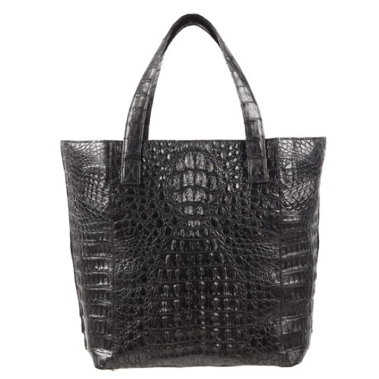 Zelli Savina Genuine Crocodile Tote Bag Black