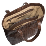Zelli Savina Genuine Crocodile Tote Bag Brown