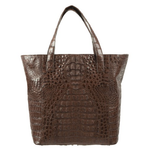 Zelli Savina Genuine Crocodile Tote Bag Brown