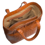 Zelli Savina Genuine Crocodile Tote Bag Cognac