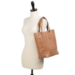 Zelli Savina Genuine Crocodile Tote Bag Natural