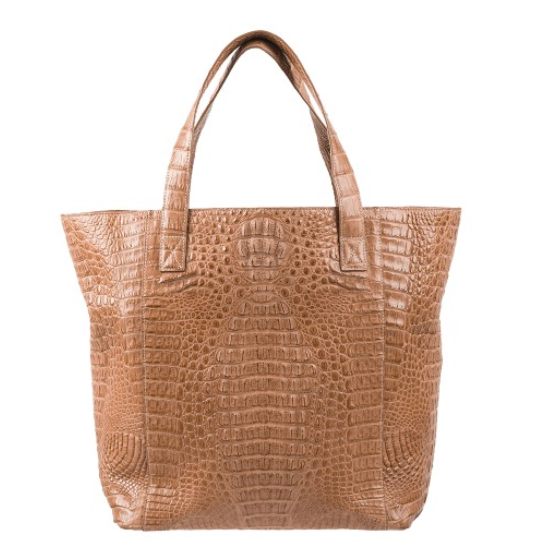 Zelli Savina Genuine Crocodile Tote Bag Natural