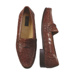 Zelli Gabbana Crocodile Penny Loafers Rust