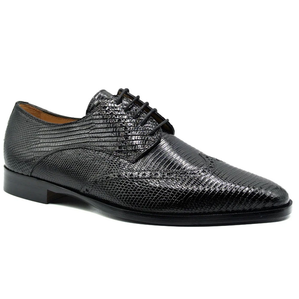 Zelli Stefano Lizard Wingtip Brogues Black