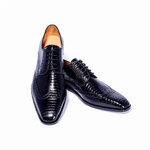 Zelli Stefano Lizard Wingtip Brogues Black
