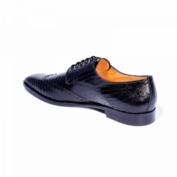 Zelli Stefano Lizard Wingtip Brogues Black