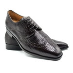 Zelli Stefano Lizard Wingtip Brogues Brown