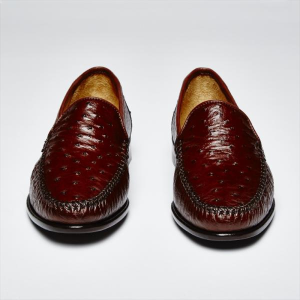 Zelli Struzzo Genuine Ostrich Quill Slip-On Brown