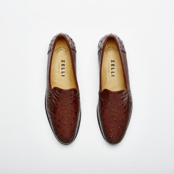 Zelli Struzzo Genuine Ostrich Quill Slip-On Brown