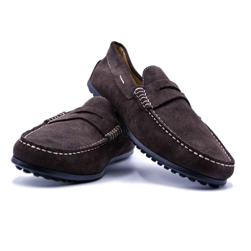 Zelli Suede Driving Loafers Brown