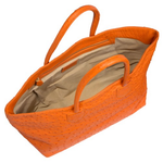 Zelli Talia Genuine Ostrich Large Tote Bag Orange