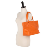 Zelli Talia Genuine Ostrich Large Tote Bag Orange