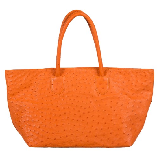 Zelli Talia Genuine Ostrich Large Tote Bag Orange