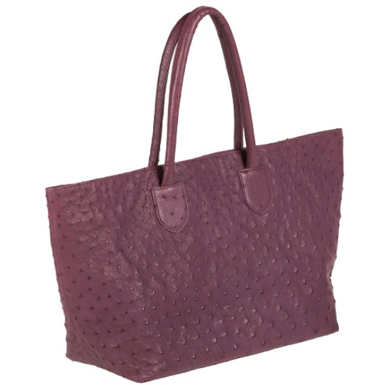 Zelli Talia Genuine Ostrich Large Tote Bag Purple
