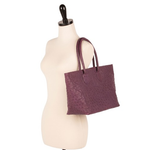 Zelli Talia Genuine Ostrich Large Tote Bag Purple