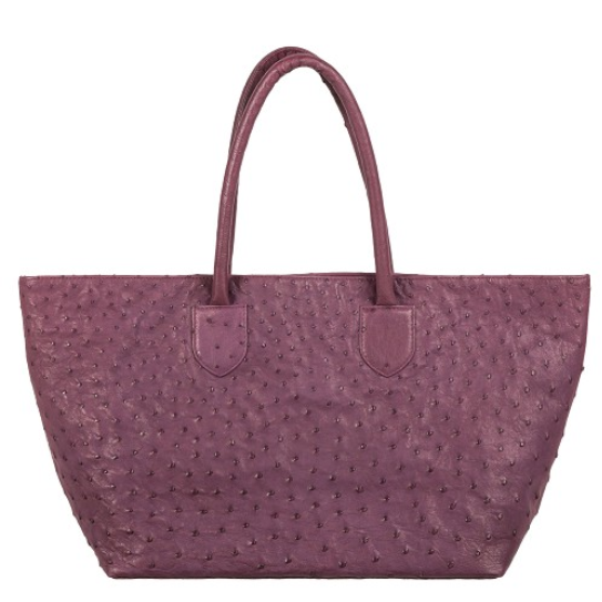 Zelli Talia Genuine Ostrich Large Tote Bag Purple