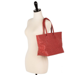 Zelli Talia Genuine Ostrich Large Tote Bag Red