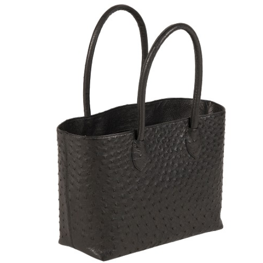 Zelli Talia Genuine Ostrich Small Tote Black