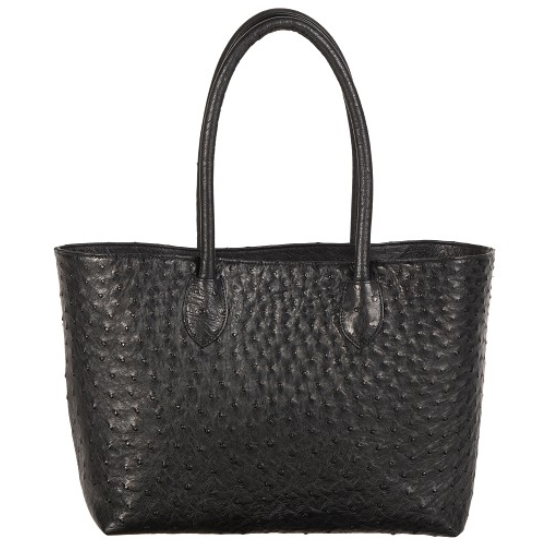 Zelli Talia Genuine Ostrich Small Tote Black